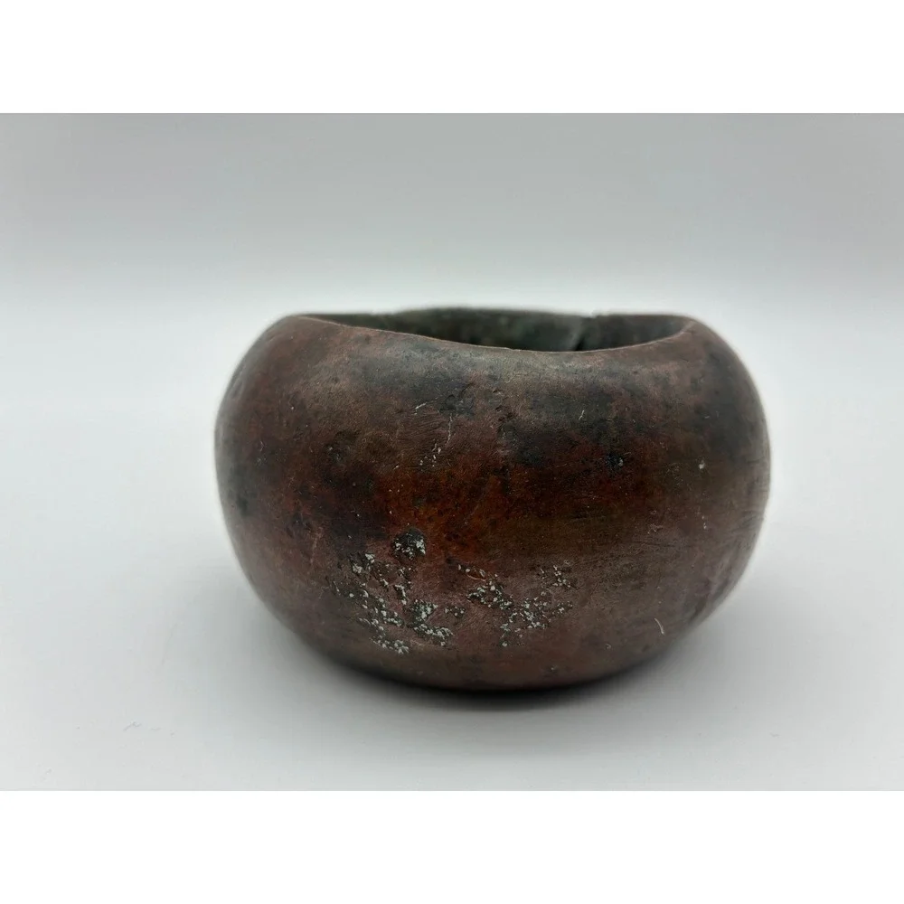 Antique African Copper Alloy Currency Bangle Heavy Cast Chevron Hatched 3.5in